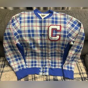 CHAMPION REVERSE WEAVE BASEBALL JACKET - Men – Large - Gray/Surf The Web